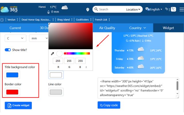 Easily customize the weather widget color with Weather365