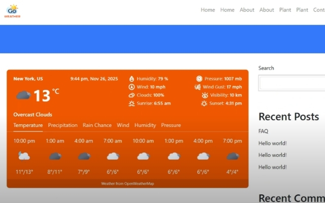 The weather widget will appear and update automatically