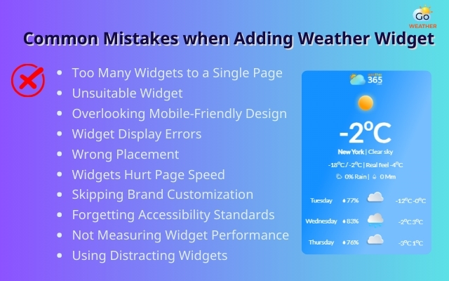 Common mistakes to avoid when adding a weather widget