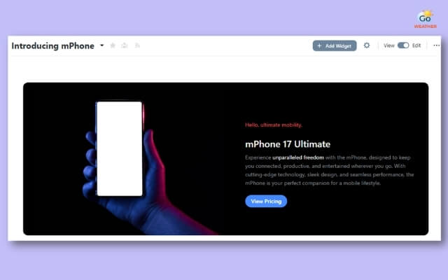 Hero widget is a type of dashboard widgets
