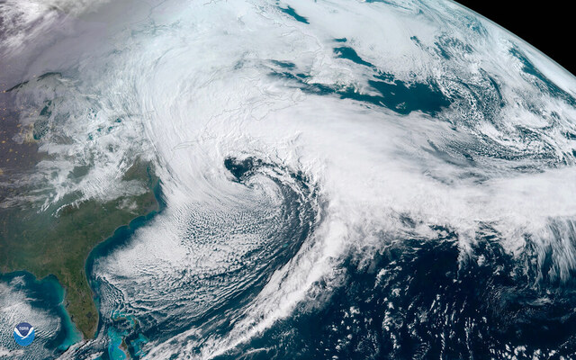 An image of a Nor'easter off the coast of New England