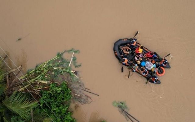 The storm has turned streets in the Philippines into rivers