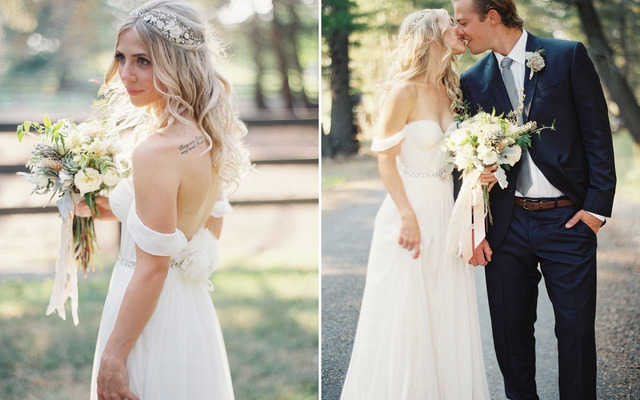  Off-the-shoulder wedding dress