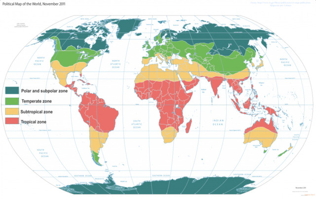  The temperate climate zones can be found in Europe and North America