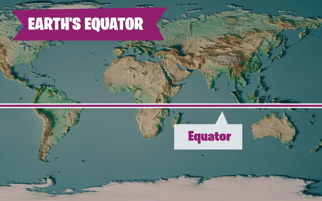  The latitude of the equator on Earth is 0°