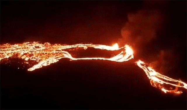 An Icelandic Volcano Just Erupted - Stunning View of Lava Flows