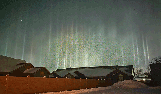 Columns of Light Dazzle in the Northern US Sky